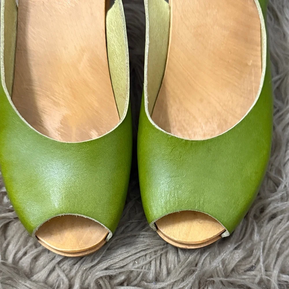 Swedish Hasbeens Olive Green Slingback Clogs size 8.5 - Picture 8 of 12